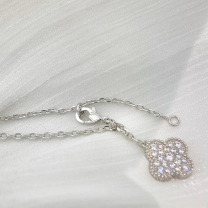 [Elite]CLOVER 5 MOTIFS SILVER DIAMONDS NECKLACE