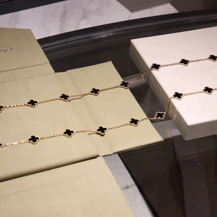 [Elite]CLOVER 20 MOTIFS ONYX NECKLACE