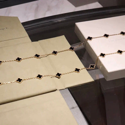 [Elite]CLOVER 20 MOTIFS ONYX NECKLACE