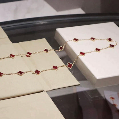 [Elite]CLOVER 20 MOTIFS CARNELIAN NECKLACE