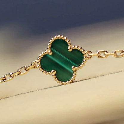 [Elite]CLOVER 20 MOTIFS MALACHITE DIAMOND NECKLACE