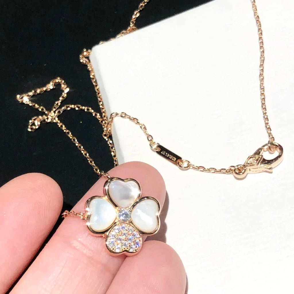 [Elite]CLOVER MOP DIAMOND ROSE GOLD NECKLACE