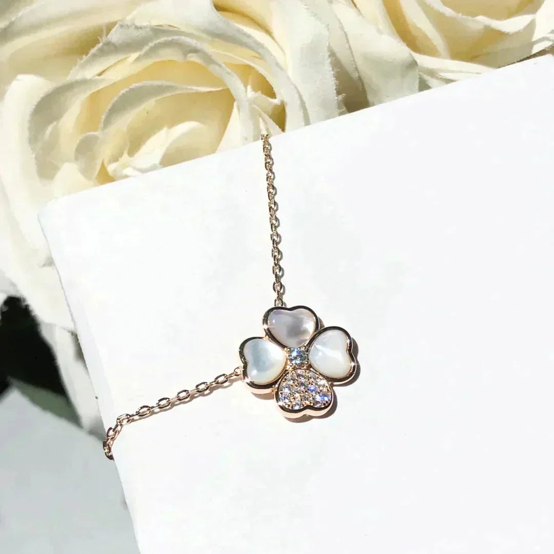 [Elite]CLOVER MOP DIAMOND ROSE GOLD NECKLACE