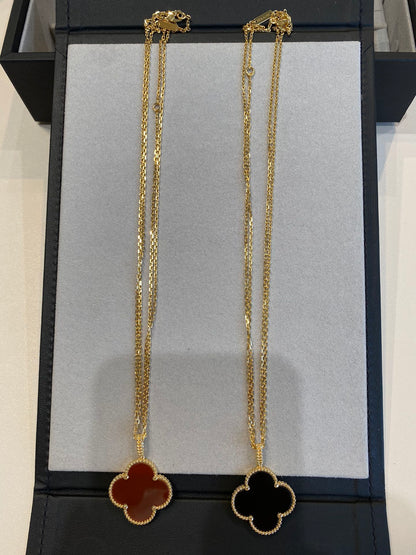 [Elite]CLOVER 25MM NECKLACE GOLD CARNELIAN