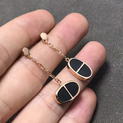 [Elite]CHAINE VERSO BLACK CERAMIC SILVER EARRINGS