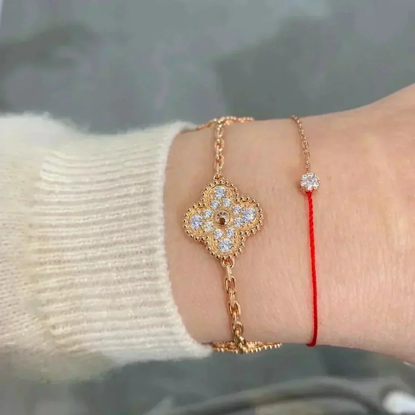 [Elite] CLOVER 5 MOTIF FULL DIAMOND BRACELET COLLECTION