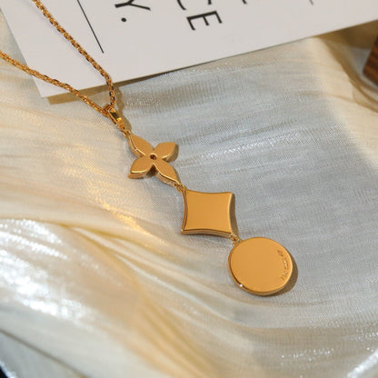 [Elite]STAR AND SUN DIAMOND PINK GOLD NECKLACE