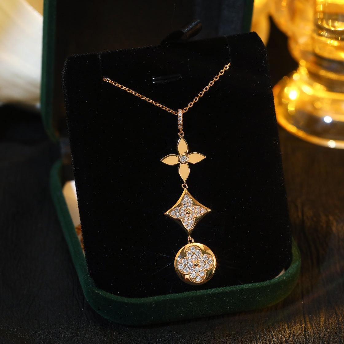 [Elite]STAR AND SUN DIAMOND PINK GOLD NECKLACE