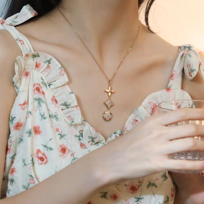 [Elite]STAR AND SUN DIAMOND PINK GOLD NECKLACE