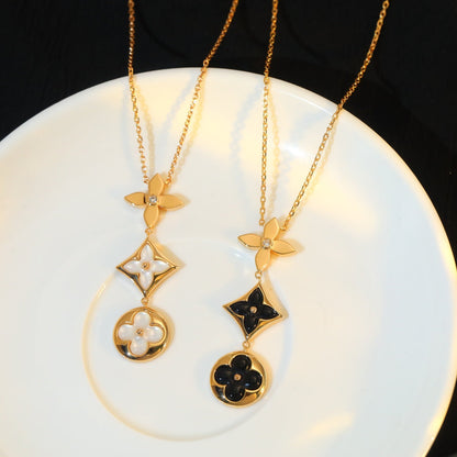 [Elite]STAR AND SUN ONYX PINK GOLD NECKLACE