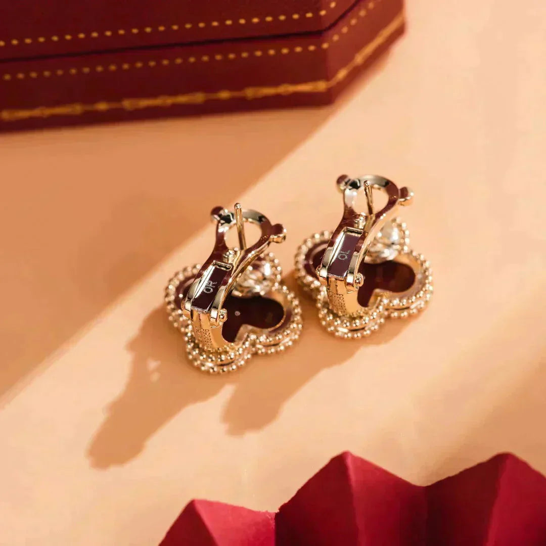 [Elite]CLOVER MEDIUM 1 MOTIFS CARNELIAN  EARRINGS