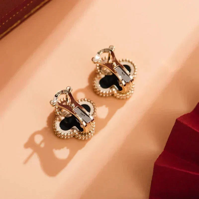 [Elite]CLOVER MEDIUM 1 MOTIFS  ONYX STUD EARRINGS