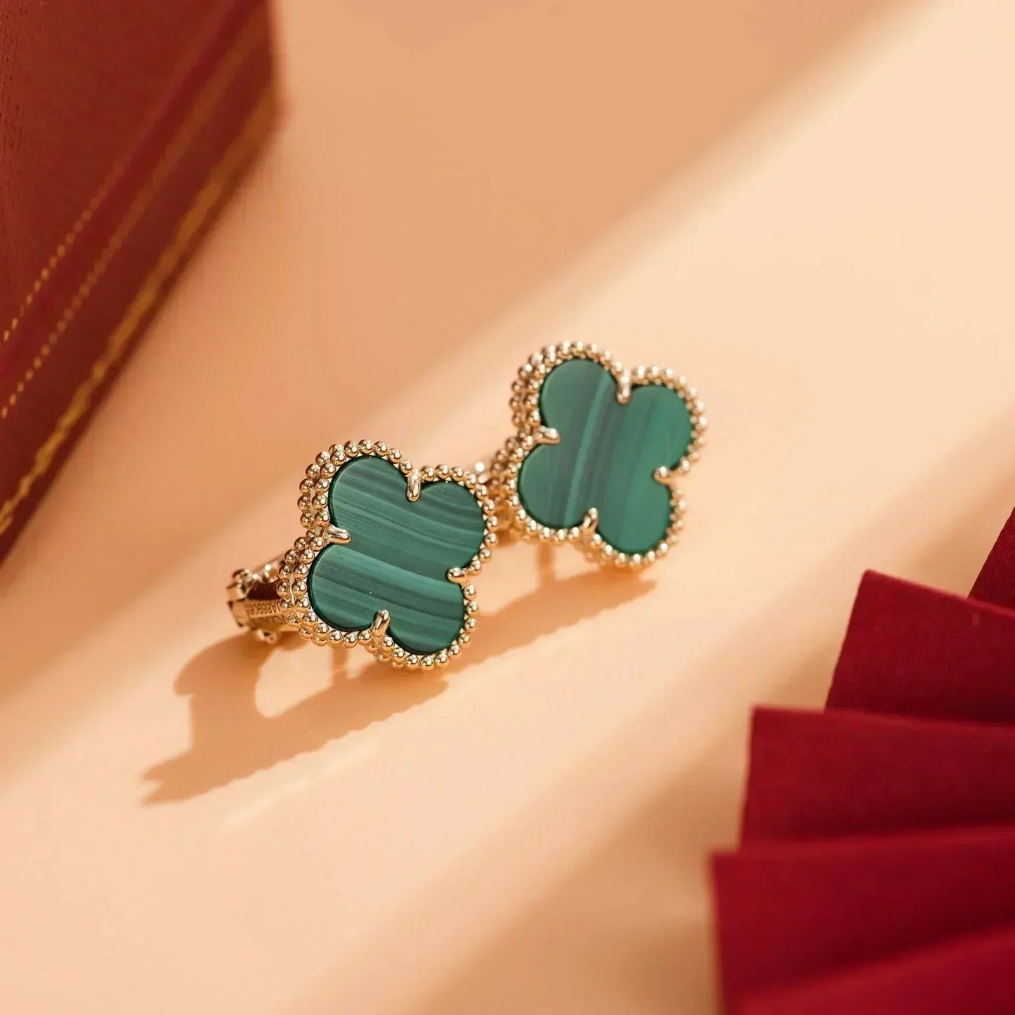 [Elite]CLOVER MEDIUM 1 MOTIFS MALACHITE  EARRINGS