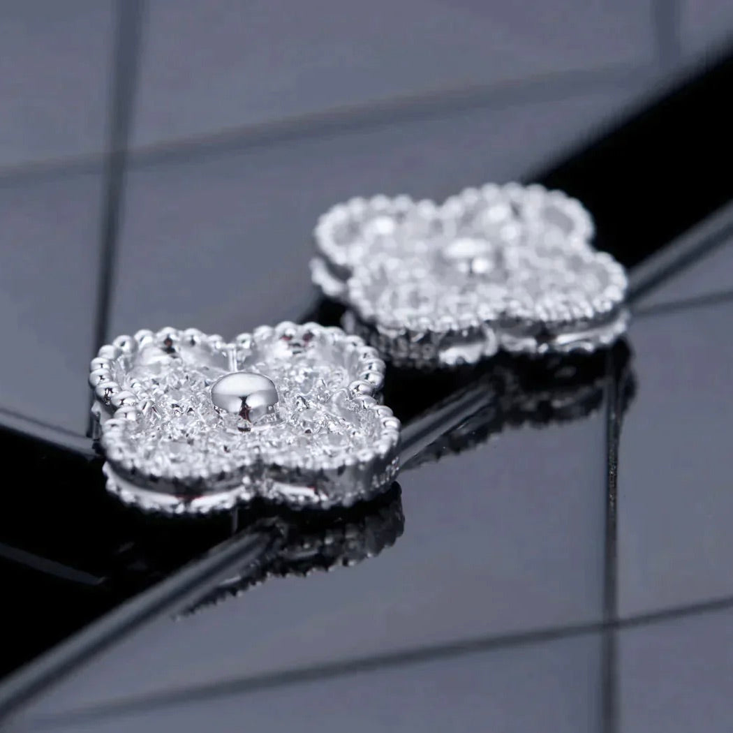 [Elite]CLOVER 1 MOTIFS DIAMOND STUD EARRINGS SILVER