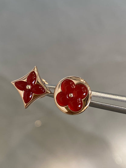 [Elite]STAR AND SUN PINK GOLD CARNELIAN STUD EARRINGS