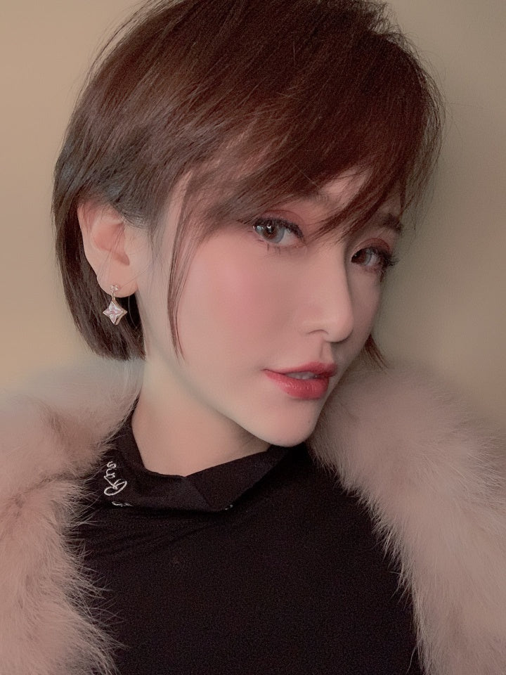 [Elite]DOUBLE STAR PINK GOLD MOP DROP EARRINGS
