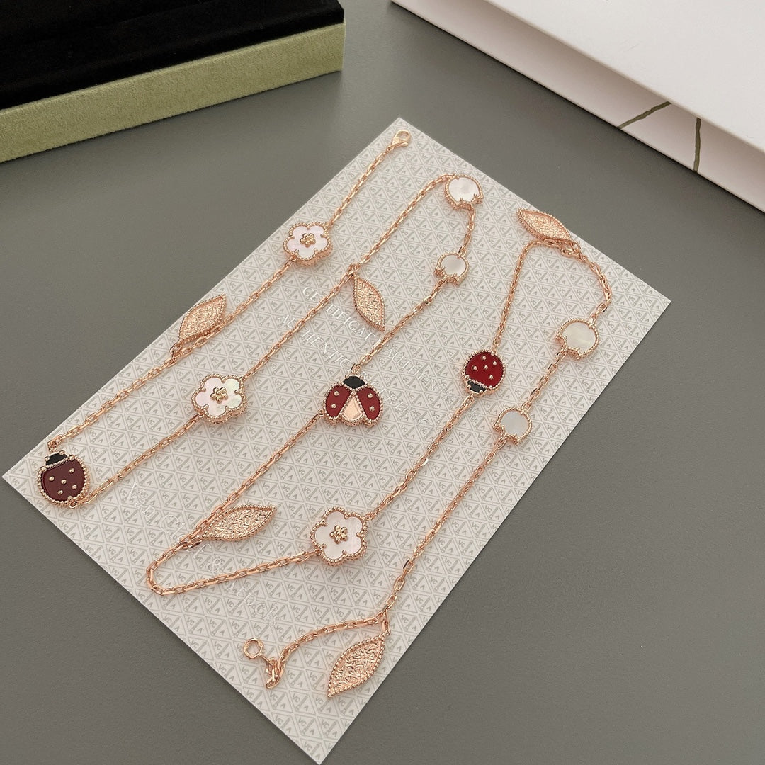 [Elite]LUCKY SPRING 15 MOTIFS ROSE GOLD NECKLACE