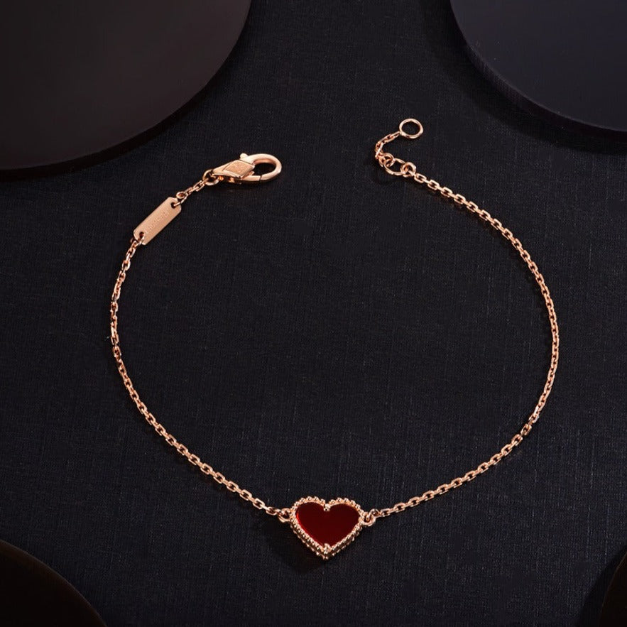 [Elite]HEART CARNELIAN PINK GOLD BRACELET