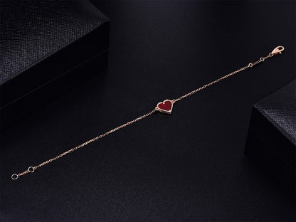 [Elite]HEART CARNELIAN PINK GOLD BRACELET