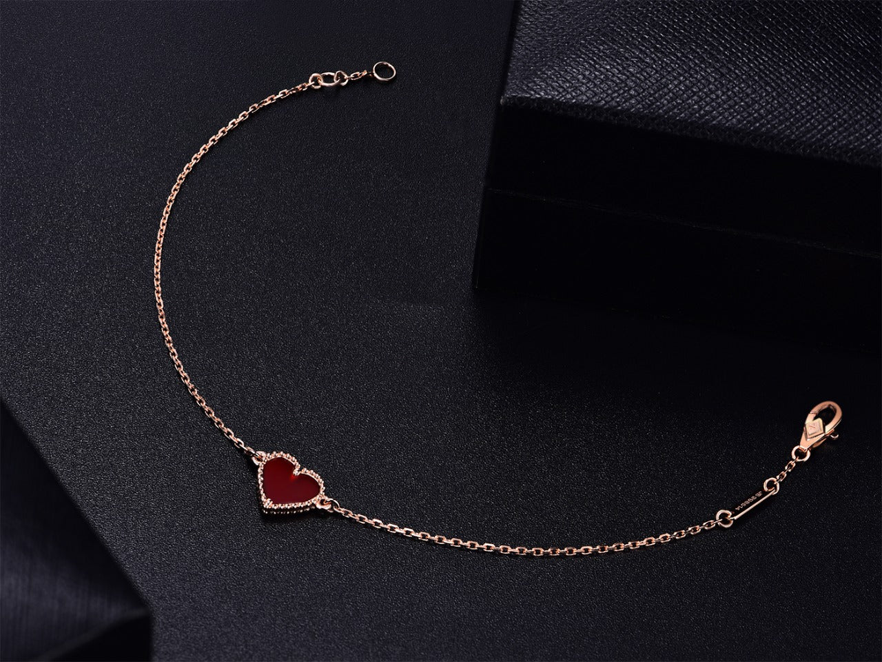 [Elite]HEART CARNELIAN PINK GOLD BRACELET