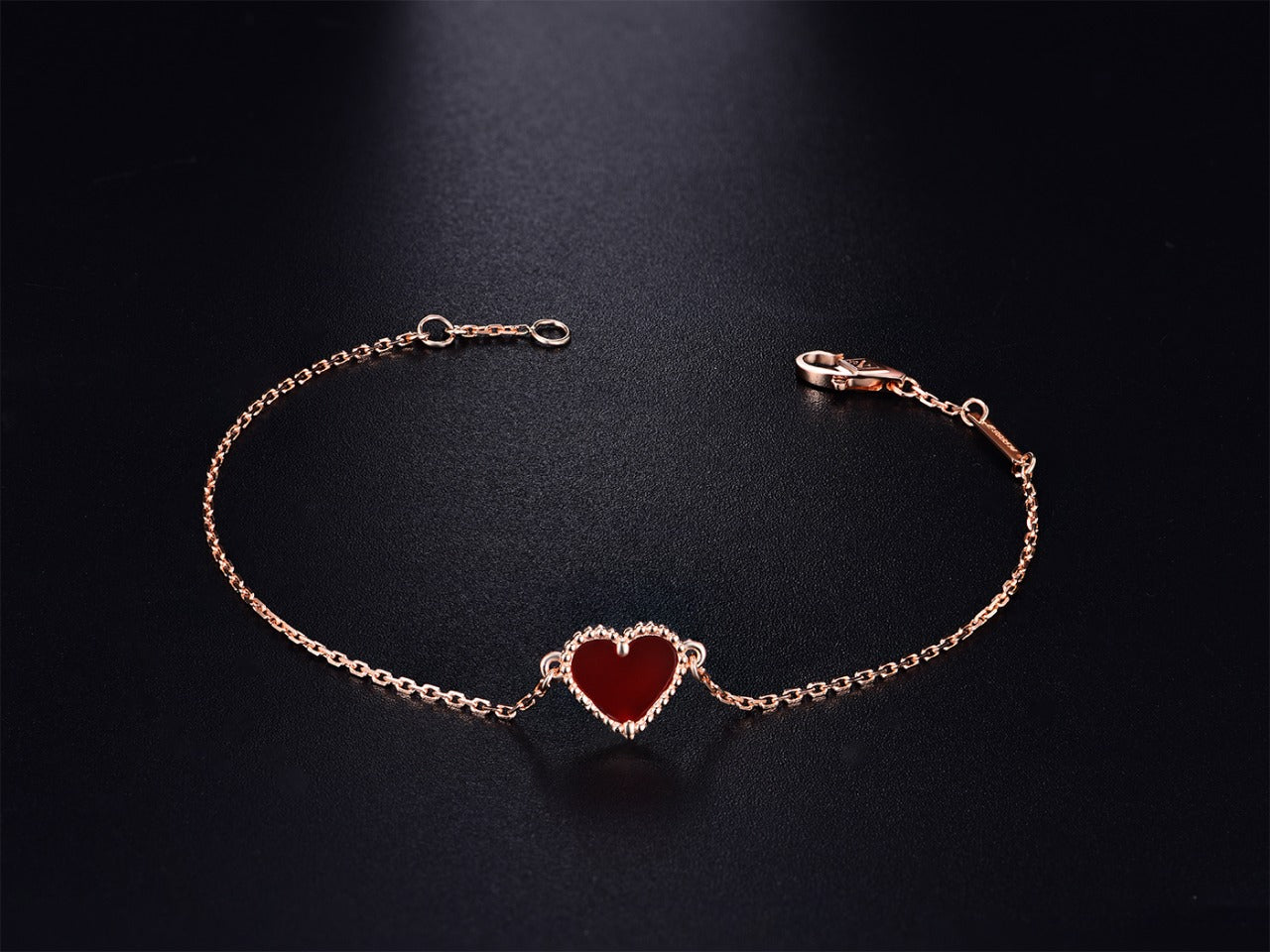 [Elite]HEART CARNELIAN PINK GOLD BRACELET