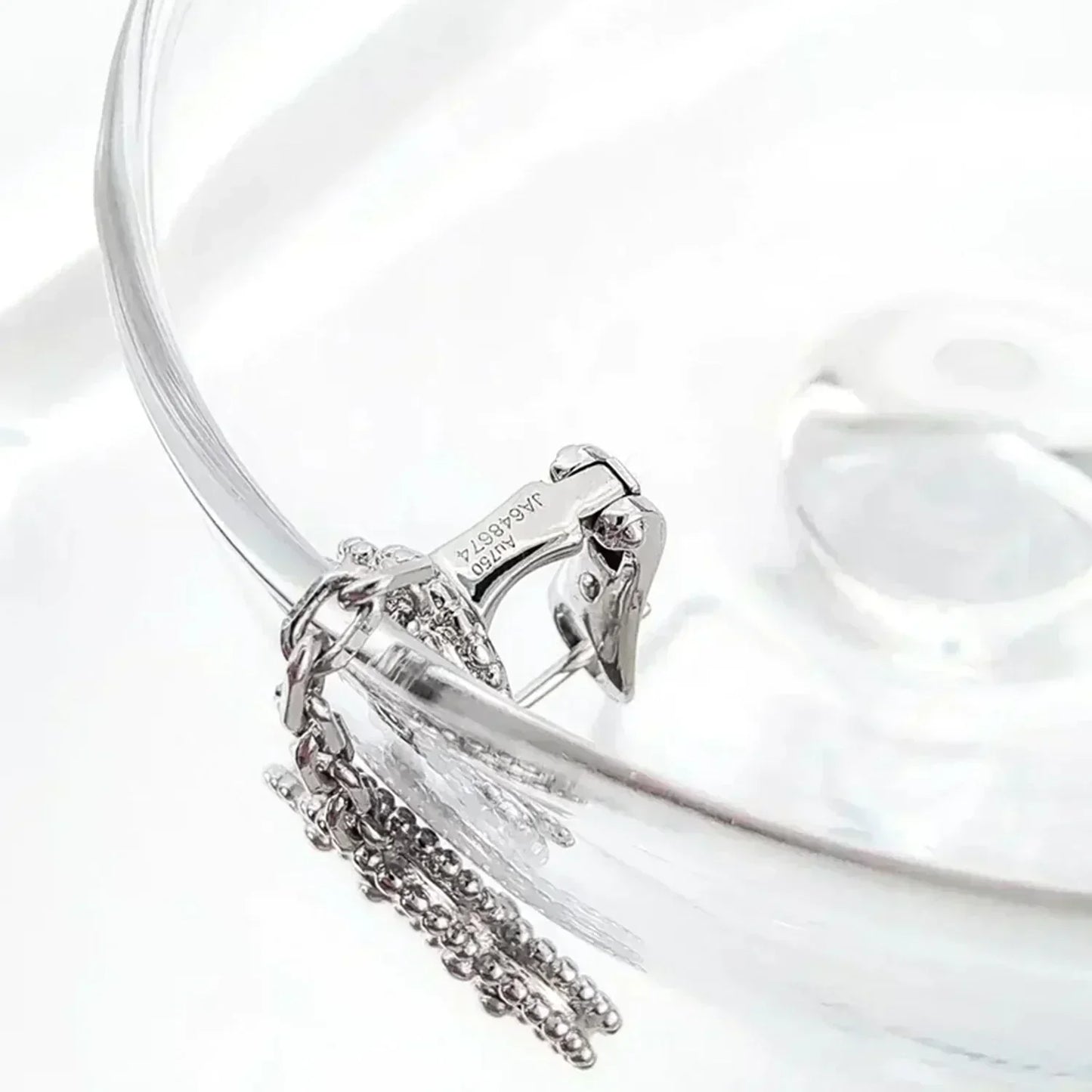 [Elite]CLOVER 2 MOTIFS  DIAMOND ONYX EARRINGS SILVER