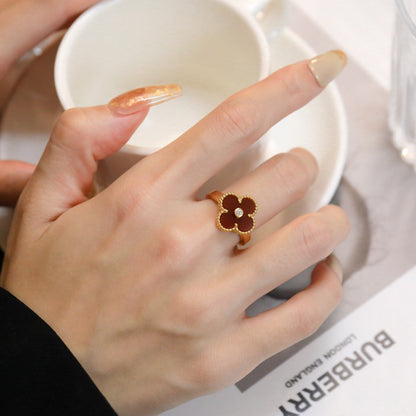 [Elite]CLOVER CARNELIAN RING ROSE GOLD DIAMOND