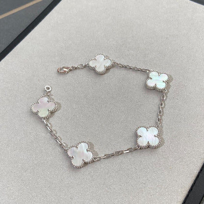 [Elite]CLOVER WHITE PEARL MOP 5 MOTIF BRACELET COLLECTION
