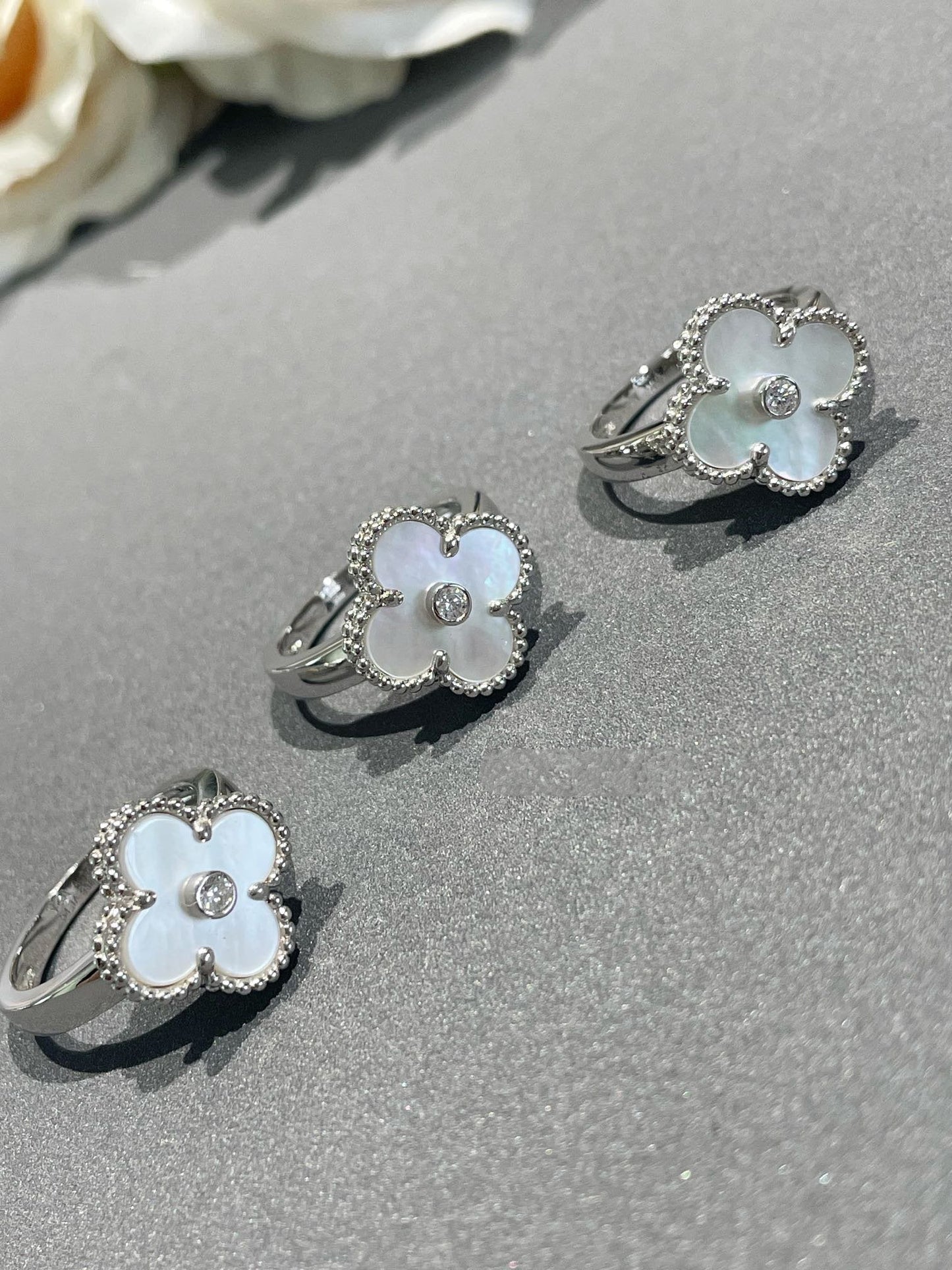 [Elite]CLOVER SILVER MOP DIAMOND RING