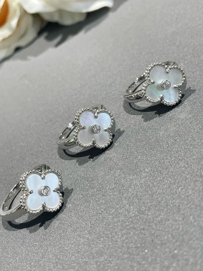 [Elite]CLOVER SILVER MOP DIAMOND RING