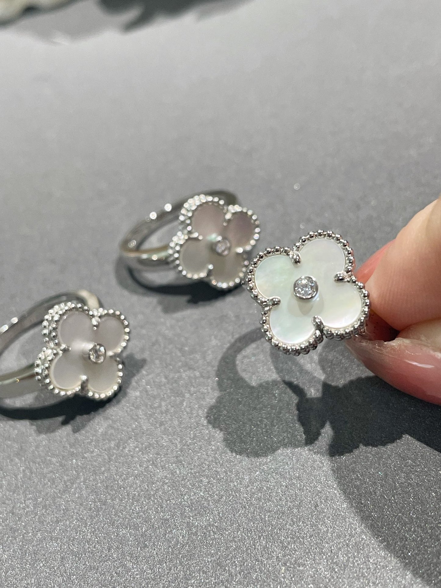 [Elite]CLOVER SILVER MOP DIAMOND RING