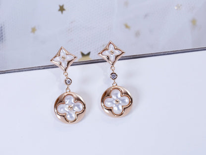 [Elite]STAR AND SUN PINK GOLD MOP DROP EARRINGS