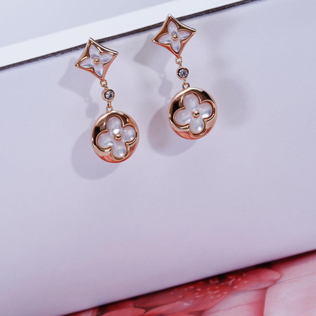 [Elite]STAR AND SUN PINK GOLD MOP DROP EARRINGS