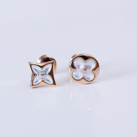 [Elite]STAR AND SUN PINK GOLD MOP STUD EARRINGS