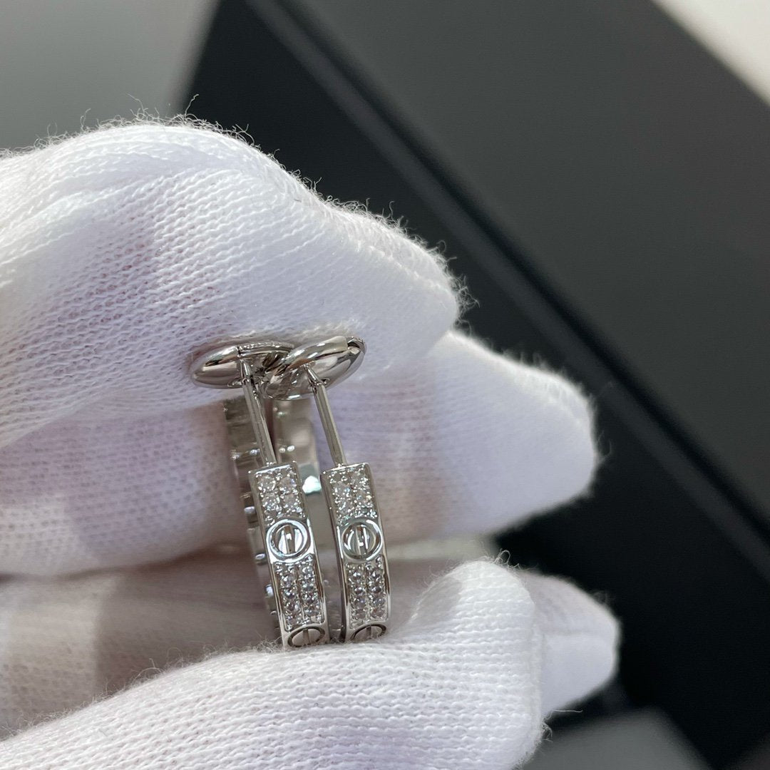 [Elite]LOVE DIAMOND SILVER HOOP EARRINGS