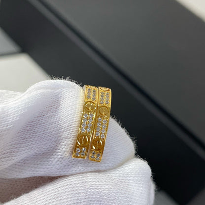 [Elite]LOVE DIAMOND GOLD HOOP EARRINGS