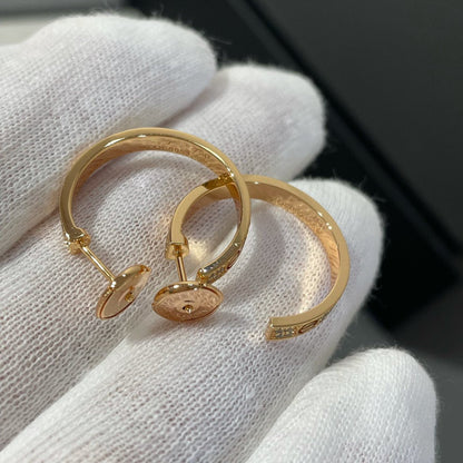 [Elite]LOVE DIAMOND PINK GOLD HOOP EARRINGS