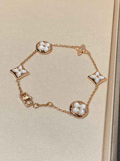 [Elite]STAR AND SUN 5 MOTIF MOP PINK GOLD BRACELET