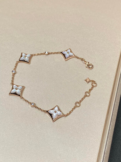 [Elite]STAR 4 MOTIF MOP DIAMOND PINK GOLD BRACELET