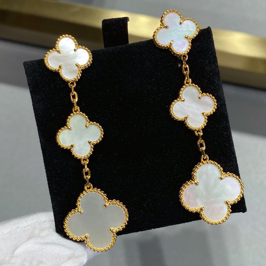 [Elite]CLOVER MOP 3 MOTIFS GOLD EARRINGS