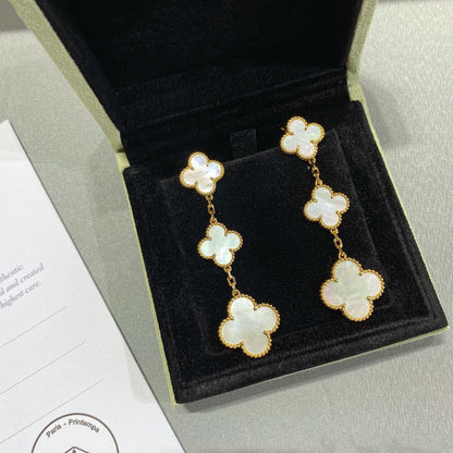 [Elite]CLOVER MOP 3 MOTIFS GOLD EARRINGS