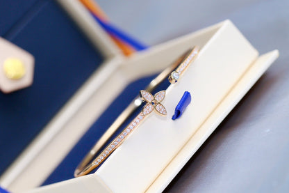 [Elite]IDYLLE PINK GOLD OPEN BRACELET DIAMOND PAVED