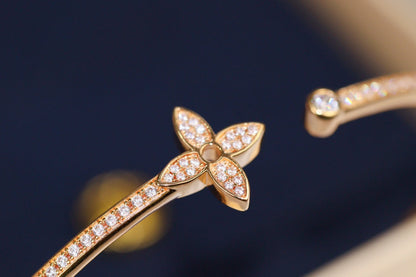 [Elite]IDYLLE PINK GOLD OPEN BRACELET DIAMOND PAVED