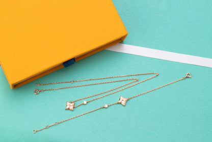 [Elite]STAR PINK MOP 1 DIAMOND PINK GOLD NECKLACE