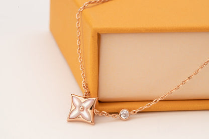 [Elite]STAR PINK MOP 1 DIAMOND PINK GOLD NECKLACE