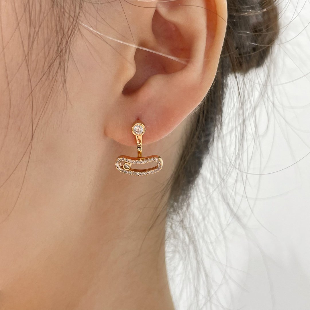 [Elite]MOVE UNO PINK GOLD DIAMOND EARRINGS