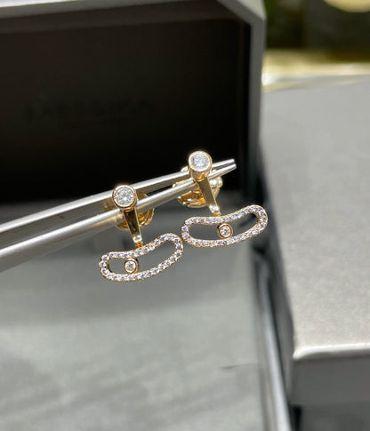 [Elite]MOVE UNO PINK GOLD DIAMOND EARRINGS