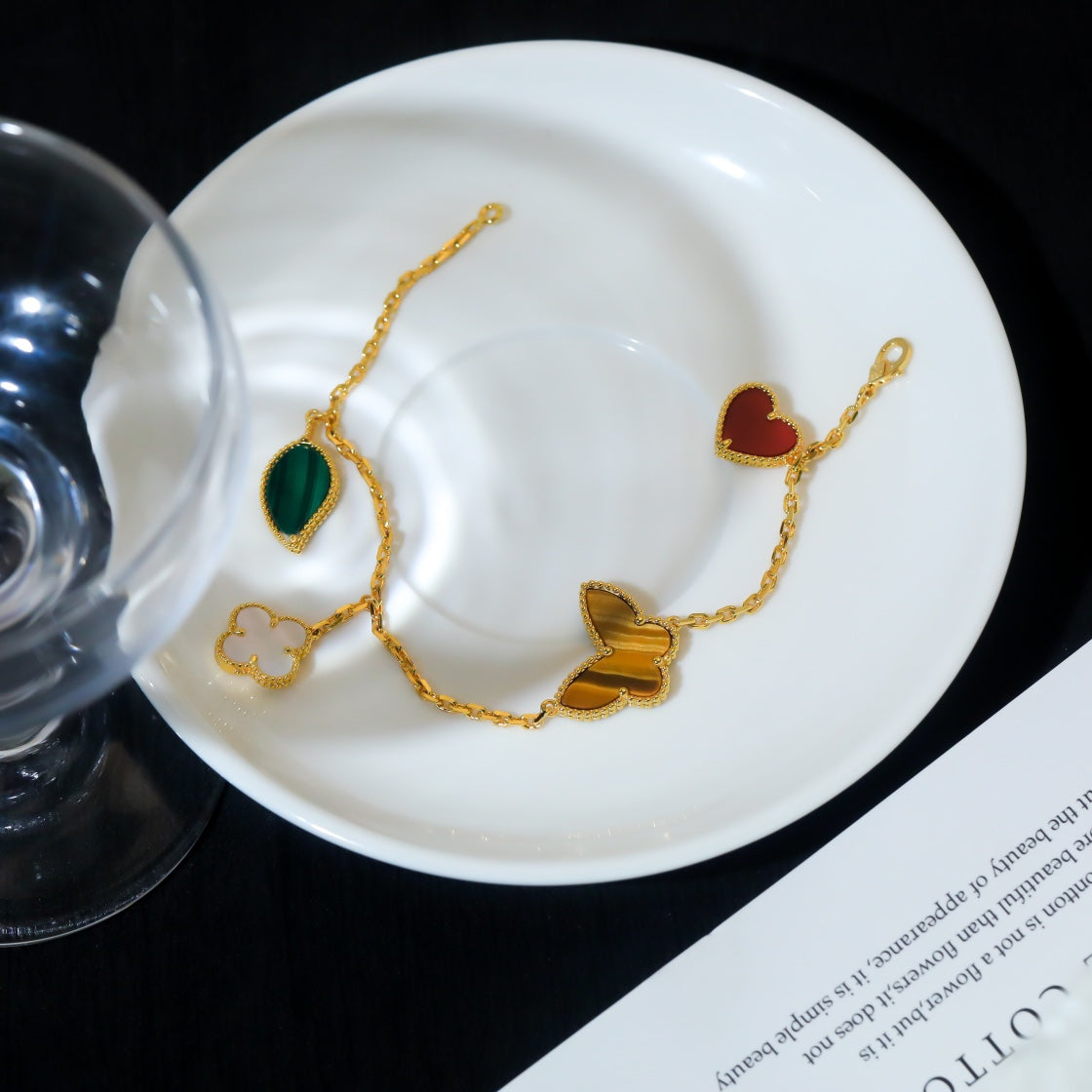 [Elite]LUCKY SPRING 5 MOTIF GOLD BRACELET