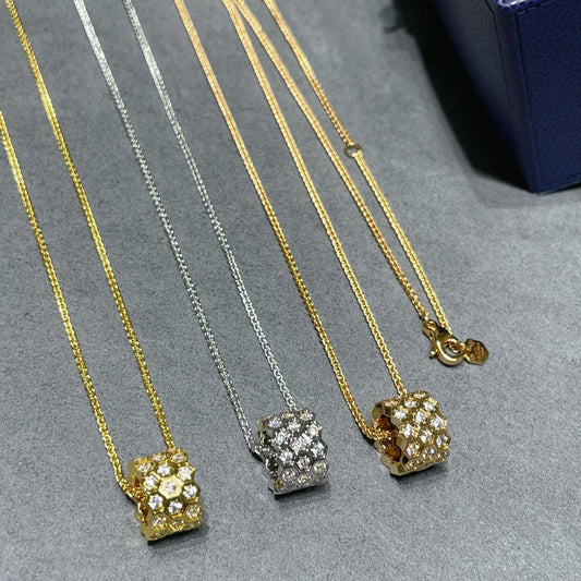 [Elite]BEE LOVE DIAMOND PAVED 3 ROW NECKLACE