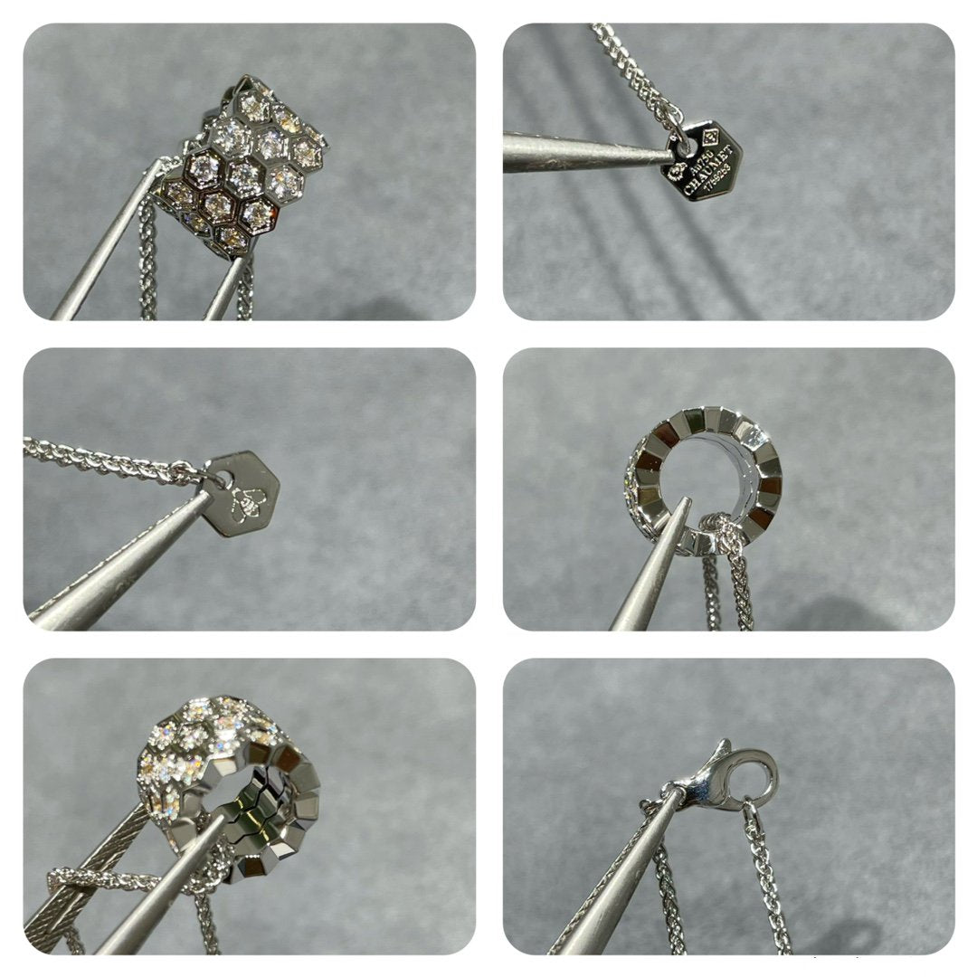 [Elite]BEE LOVE DIAMOND PAVED 3 ROW NECKLACE
